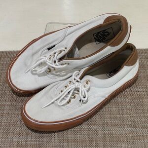 Vans Authentic white and tan sneakers. Men's 13. Excellent condition. Very nice!